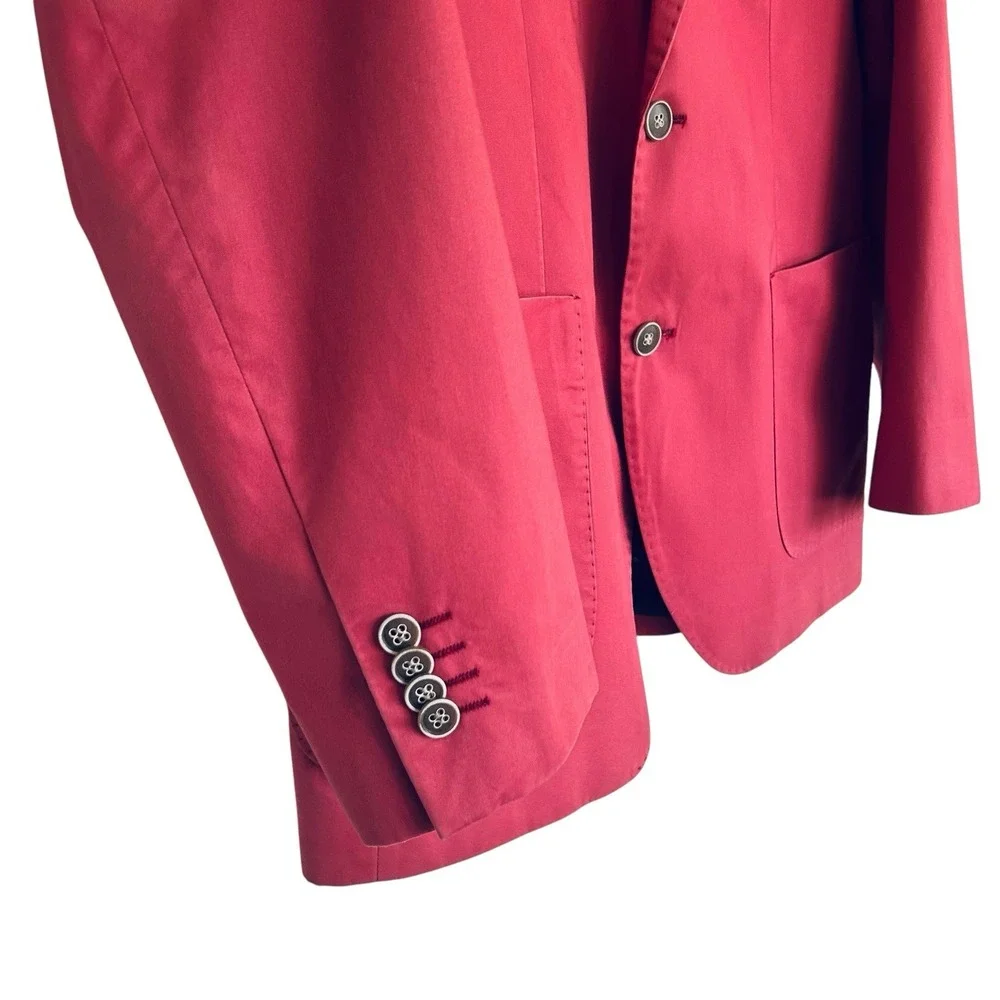 TailorByrd Mens 42R Coral Pink Flamingo Blazer Sport Coat Patch Pocket 2 Button